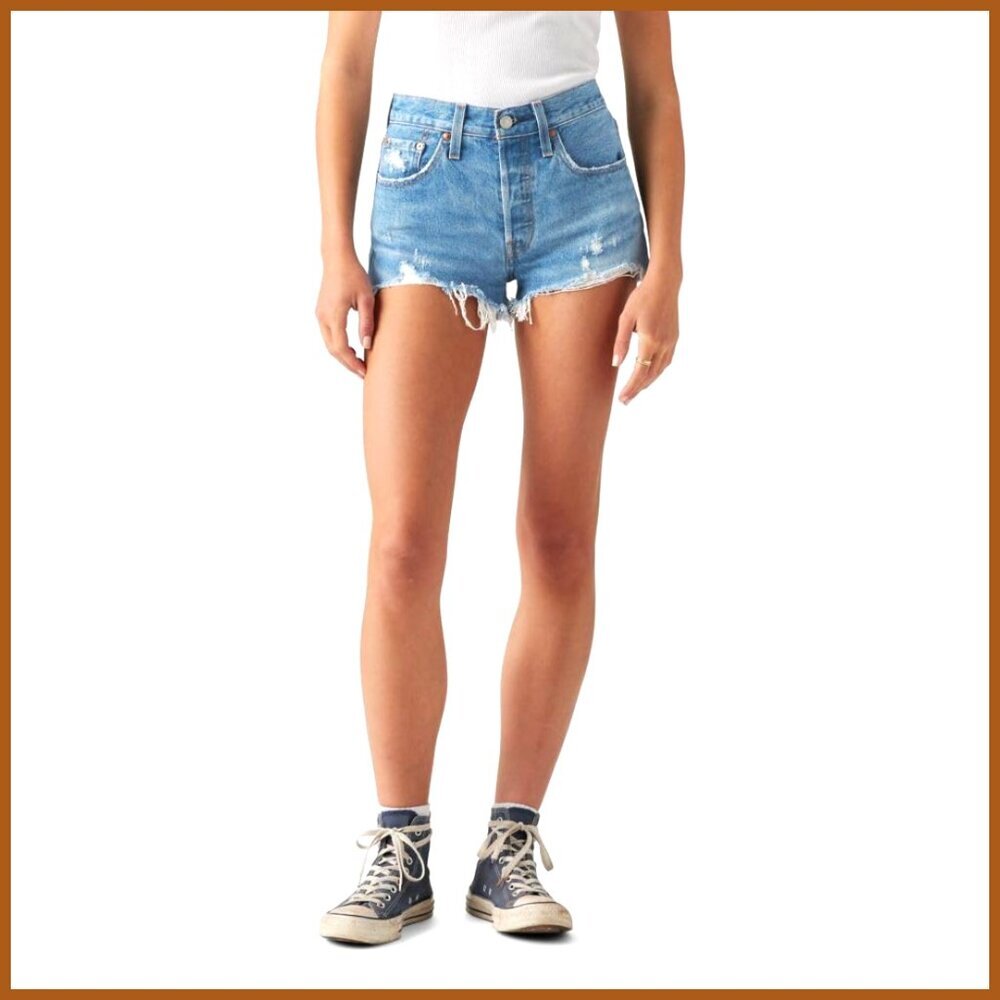 Premium 501 Original Shorts, High Rise, 100% Cotton, Button Fly